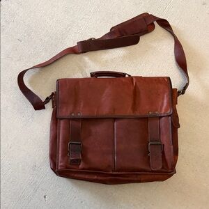 Vintage Tan Leather Messenger Bag